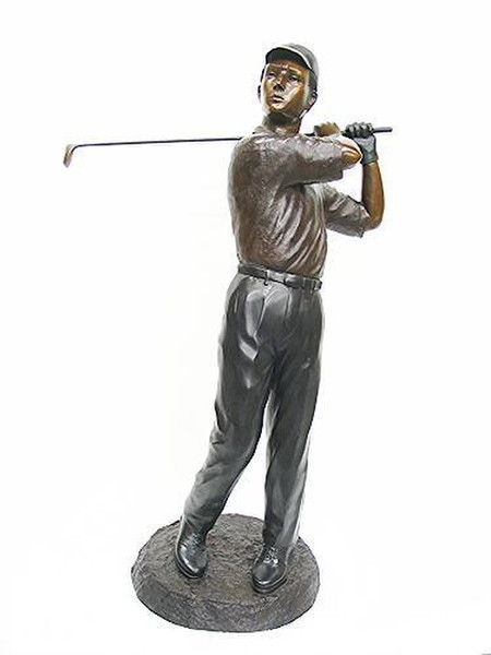 Male Life-Size Golfer After the Swing Garden Sculpture Bronze